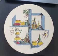 wunderschöne VINTAGE hohe Tortenplatte Keramik Wein Käse 50er Kuchenplatte TOP