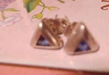Schmuck Ohrstecker Sterlingsilber mit blauem Stein - Dreicksform - 8mm pro Seite