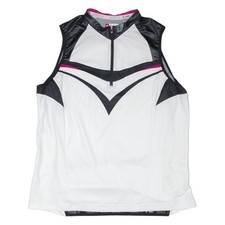 DEFLECT Radshirt Damen Trikot weiß ärmellos 1/4 Zip XL