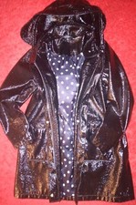 Neu ❤️ Ralph Lauren M 36 38 40 Lackmantel Jacke Regenmantel Kapuze ❤️ schwarz 