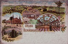 166407 AK Neue Conzert u. Ballhalle Herrenhaide Garten Sansouci Gasthaus Göppers