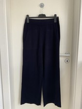 FFC Fashion Damen Hose Gr. S Dunkelblau 100% Wolle Weites Bein Hoher Bund Bequem