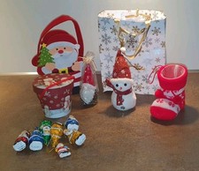 Weihnachtsdeko, Nikolausschuh, Schneemann Weihnachtsfiguren, Baumschmuck, Kerze 