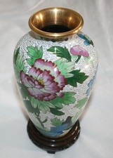 Cloissoné Emaille VASE MIT SOCKEL kunstvoll verzierte chinesische Vase 18 cmHöhe