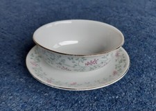 Sauciere auf Unterteller,Arzberg Porzellan,Gretsch 1495, Dekor 9133 Erdrauch rot