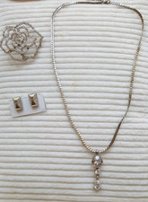 Anhänger Silber 925, Brosche, Kette, Ohrringe Metall klare Steine