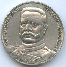 1. WELTKRIEG - SILBERMEDAILLE 1914 AUF GENERALFELDMARSCHALL VON HINDENBURG