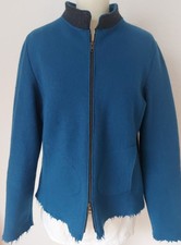 Wollwalk Jacke Blazer  petrol m.  Stehkragen (anthrazit) Gr. M 40/42