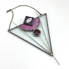 Glas Stadler Fensterbild Bleiverglast Handarbeit Buntglas Wanddekor Vintage RAR