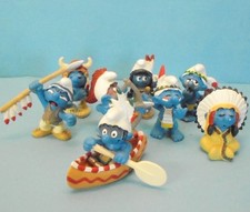 2007 JAHRGANG KOMPLETT = 8 Schlümpfe INDIANER 20549 - 20556 Schleich CE TOP