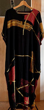 Kaftan -  Kleid Kimono Kleid Tunika- 100% Viskose  Schwarz/Rot/Orange - One Size