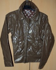 FILA Damen Glänzende PVC Lack Regenjacke Regen Jacke Mantel 34-36 / XS-S