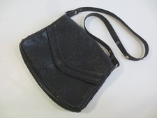 Retro "50ies" ? Handtasche Schultertasche vintage Straußleder-Optik schwarz /70