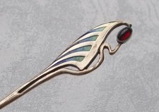 *RAR* Seltener Mokkalöffel im Jugendstil Emaille und Granatstein in 800er Silber