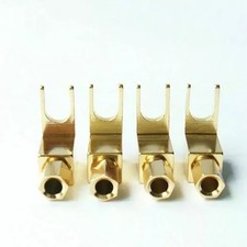 4* Vergoldete Kupfer Spatengabel Bananenstecker Adapter Kits für HIFI Audiokabel