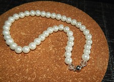 Perlen Collier Halskette*MagnetVerschluß*MuschelKern Perlen*PERLMUT*ca. 44 cm