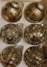 6 Stk Vintage Weihnachtbaum Schmuck Glaskunst Kugeln ca. 8cm