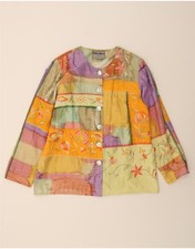 INDIGO MOON Damen 6 Knopf Blazer Jacke EU 44 XL Mehrfarbig Blumen BU14