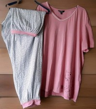 ◇ULLA POPKEN◇Pyjama/Schlafanzug◇Gr.50/52◇Rosa/Grau Katzenmotiv◇Jersey◇Baumwolle◇