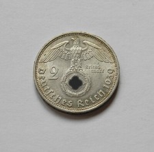 DRITTES REICH: 2 Reichsmark "HINDENBURG" 1939 D, J. 366, fast stempelglanz, V.