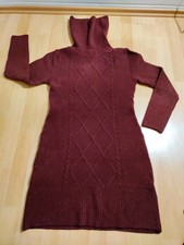 Anna Field Strickkleid Rollkragen Zopfmuster Dunkelrot/berry Gr. S (36)