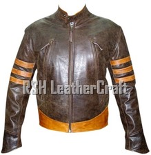 Wolverine X Men Origins Biker Distressed Brown Cowhide Leather Jacket