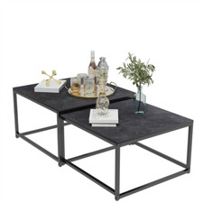Couchtisch Modern Wohnzimmertisch 2er Set Sofatisch Keramik Tisch Schwarz / Weiß