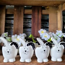 4 x Eierbecher Weiß Schwarz