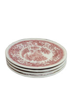 4er Set Villeroy & Boch Burgenland Rot Teller 20 cm Kuchenteller Vintage TOP