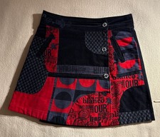 Desigual Rock Minirock Gr. 38 Rot/Schwarz