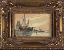 Aquarell (19. Jahrhundert) – „Marineszene mit Segelbooten“