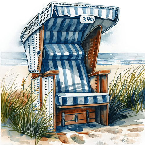 Wandfliese wandbild strandkorb - wandbild,
