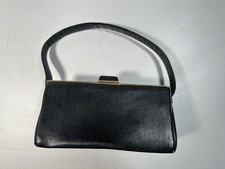 Alte Vintage Handtasche Schwarz Gold Karo Öffnet Beidseitig 60er 70er Cocktail