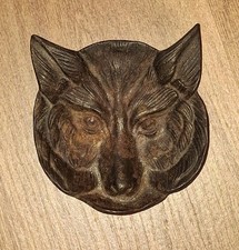Metall Aschenbecher Wolf massiv Gusseisen alt H 12cm B 11cm Rarität Sammler