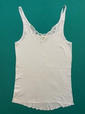Calida Damen Unterhemd  Tank Top  mit Spitze GR. M  weiß