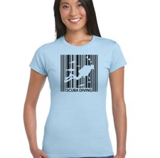 Lustiges Damen-T-Shirt Tauchen Barcode Tauchen Meer Taucher Ausrüstung Ausrüstung Maske