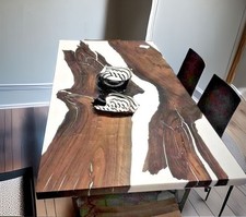 Live Edge Walnut & White Epoxy
