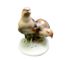 Porzellan Figur Fraureuth Kunstabteilung 2 Rebhühner. Signiert Carl Nacke