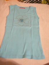 Spinach mafia Top T-SHirt Gr 146 152 türkis mit 3D-Blüte aus Pailetten vorne