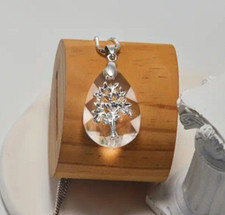 Halskette Silber Kristalltropfen Lebensbaum Kristallbesatz Damen Modeschmuck