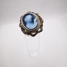 Gemme Achat Ring mit Frauenkopf  Silber 925 mit Edelsteinen