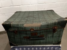 Alter Pappkoffer, Original-True-Vintage, 1950er Grün-Karriert
