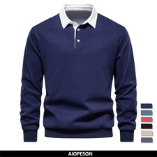 Herren Sweatshirt Polo Kragen Baumwolle Herbstmode Lässig Business Casual