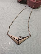 Finnland Nordform Collier 925 Silber mit weißem Bergkristall – 48 cm, 11,98g