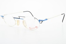 CASANOVA Brille Mod. CCM-1 40/24 C-03 Silver Blue Black Crazy Oval Optic 1990s