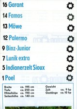 9x DDR Zelt Prospektblatt 1969