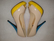 JUMEX Peeptoe HighHeels, dreifarbig, Gr. 39, Plateau Pumps, BEIGE-GELB-BLAU