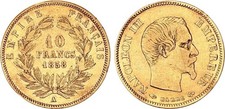 Frankreich francs gold 1858 - 10,