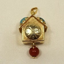 Charm Kuckucksuhr Anhänger 750 Gold Kuckucksuhr mit Steine / CU 327(46)
