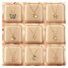 KUVARS | Damen Halskette Edelstahl Zirkon Anhänger Frauen Schmuck 18k Gold Kette